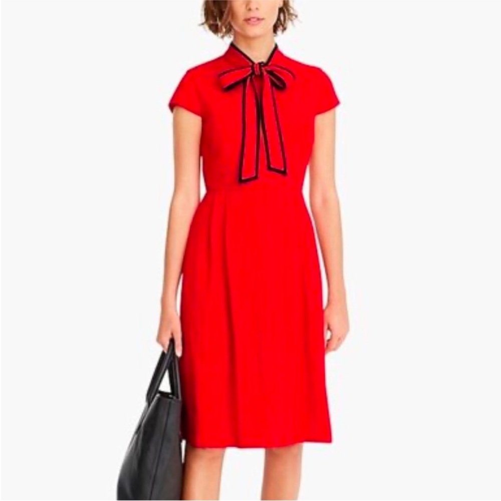 J. Crew Red Dress with Elegant Bow